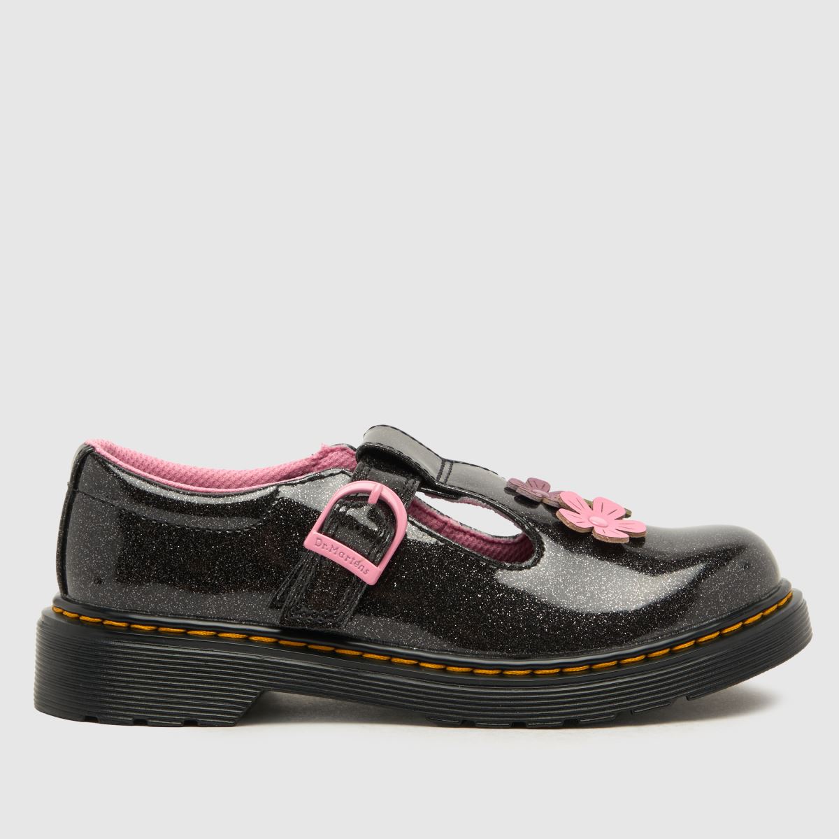 Dr Martens svarta Polley Glitzy flickor juniorskor