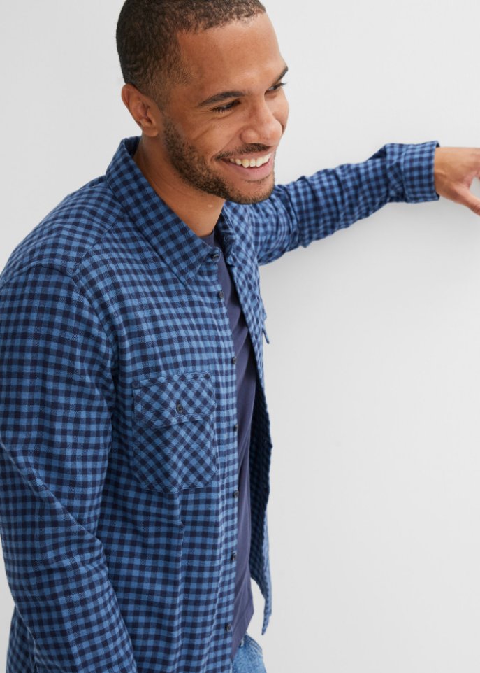 Flanell-Langarmhemd, Slim Fit