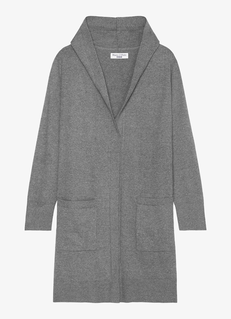 Marc O'Polo Denim  Fijngebreid vest in biologische katoenblend met capuchon en opgestikte zakken
