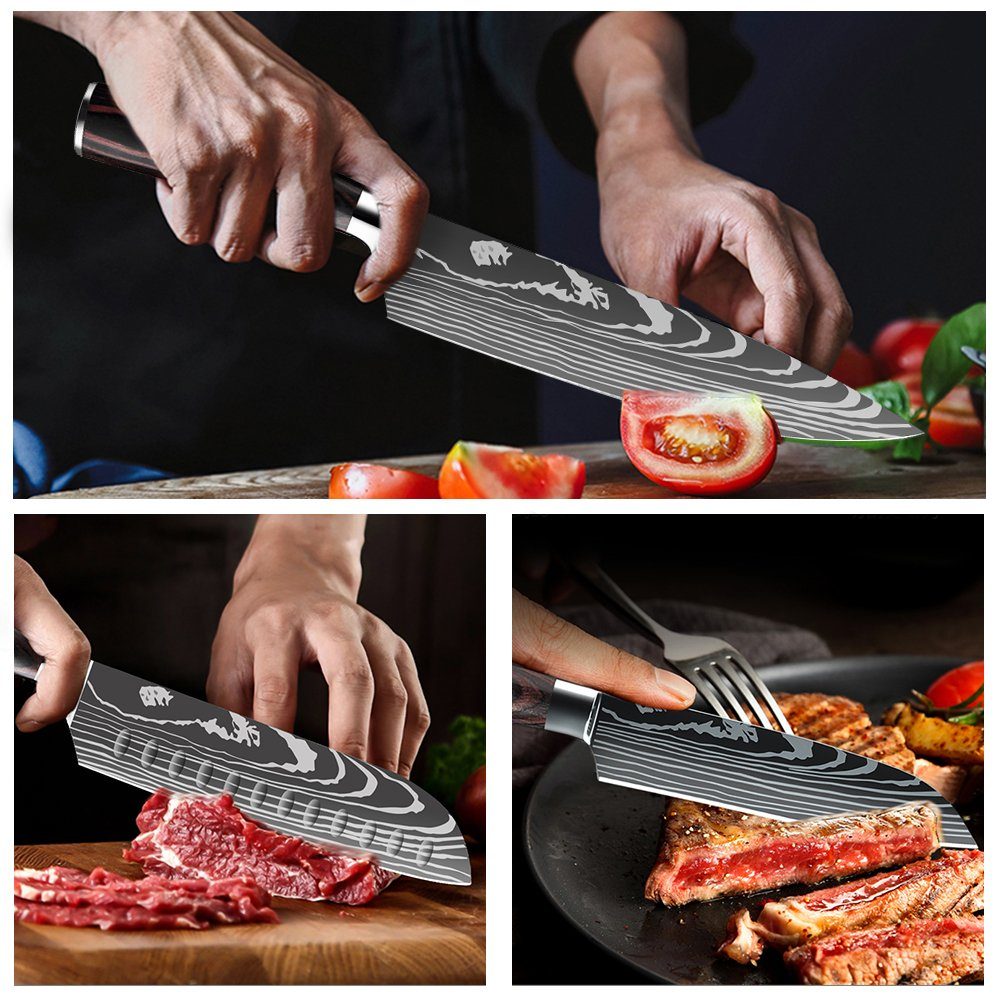 MDHAND Messer-Set Premium Küchenmesser (Set, 5-tlg., 7CR17 Edelstahl), Küchenmesser Set