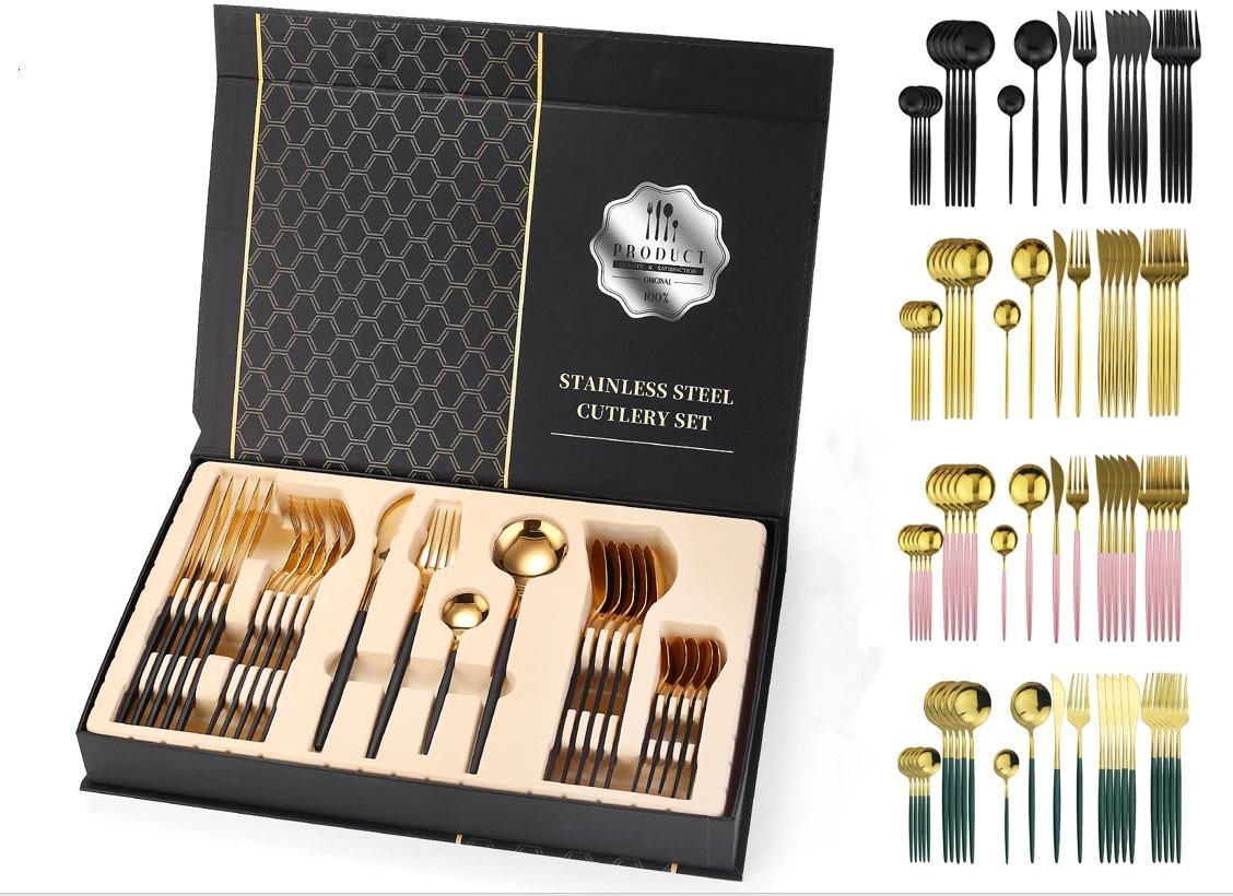 Faizee Möbel Besteck-Set Besteck Set Edelstahl für 6 Personen 24-teiliges Besteckset Luxury Box