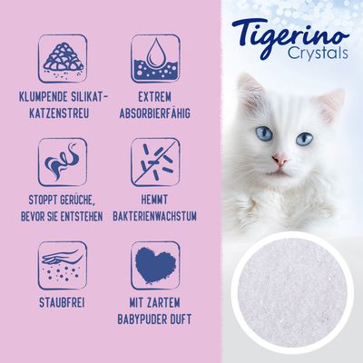 Tigerino Crystals klumpende Katzenstreu – Babypuderduft