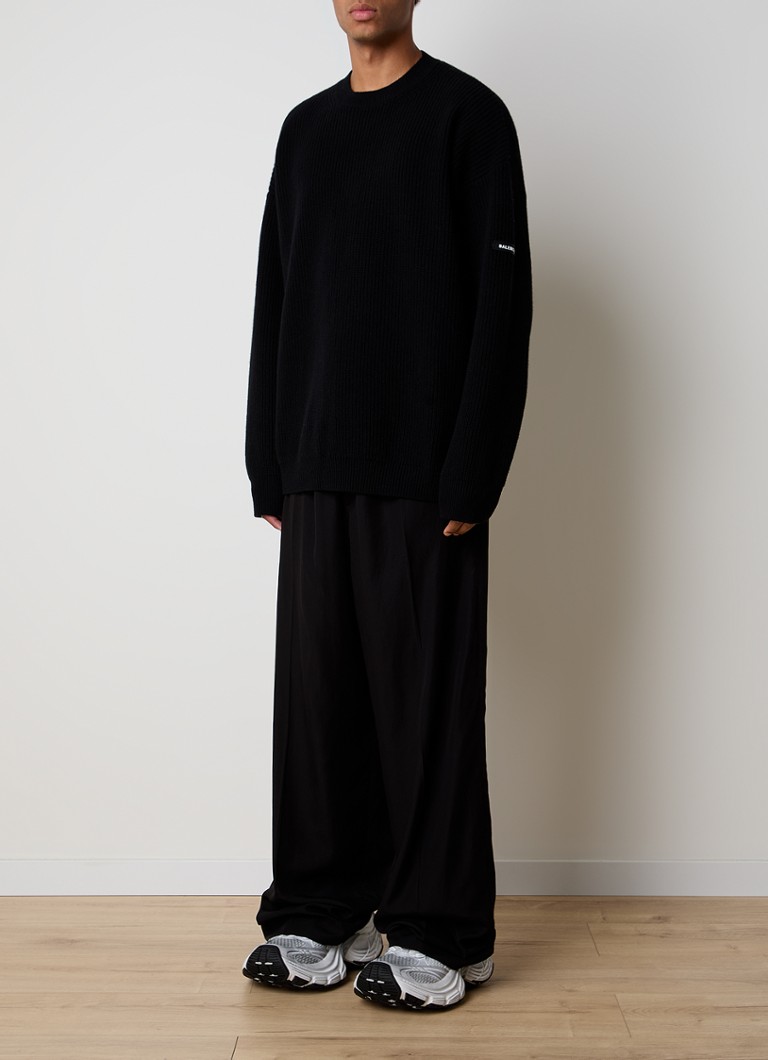 Maglione oversize Balenciaga in lana a maglia grossa con logo