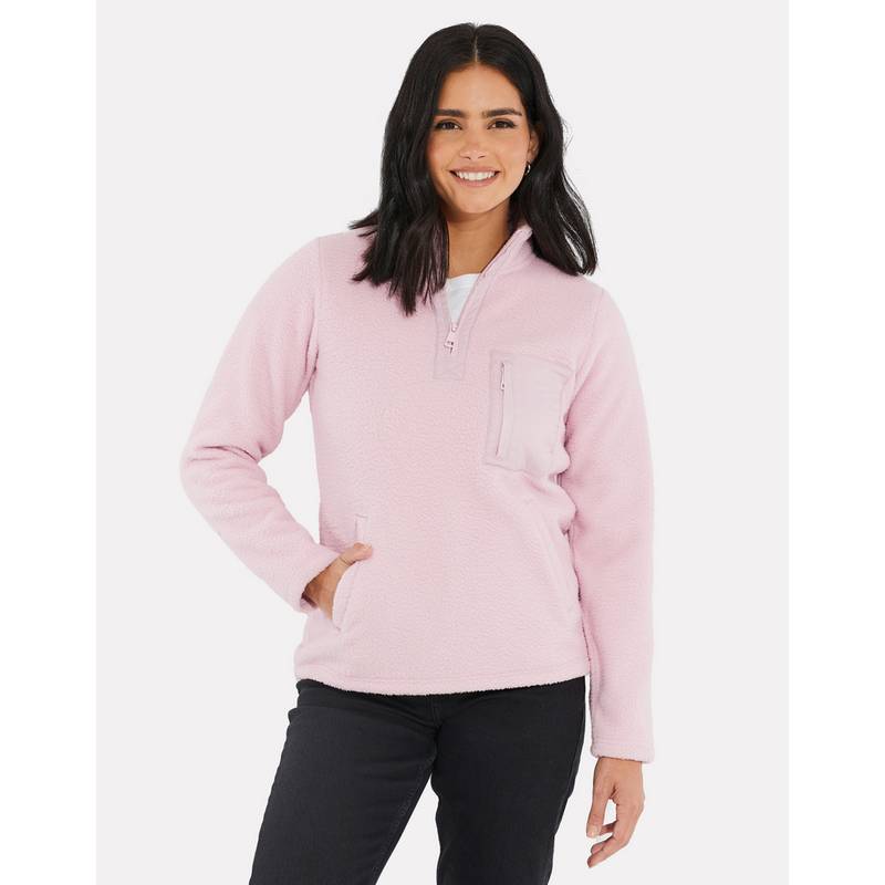 Threadbare THB Pharell 1/4 Zip Fleece Fleecepullover Damen