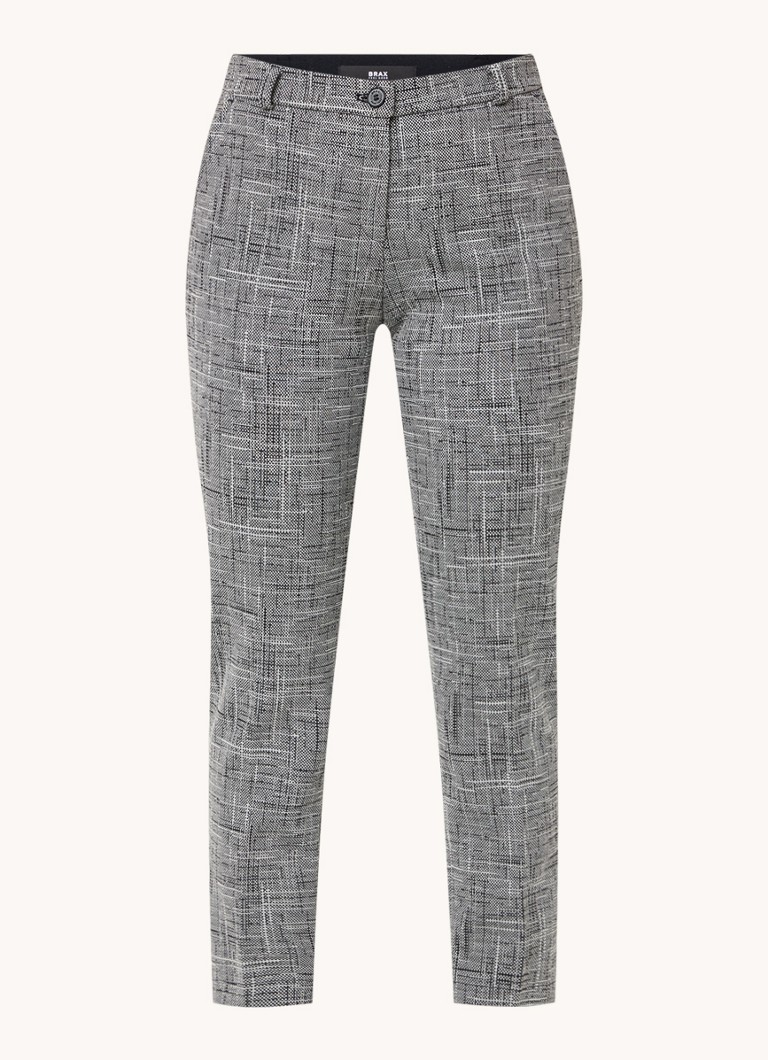 Pantaloni chino BRAX maro, cu talie medie, model în carouri.