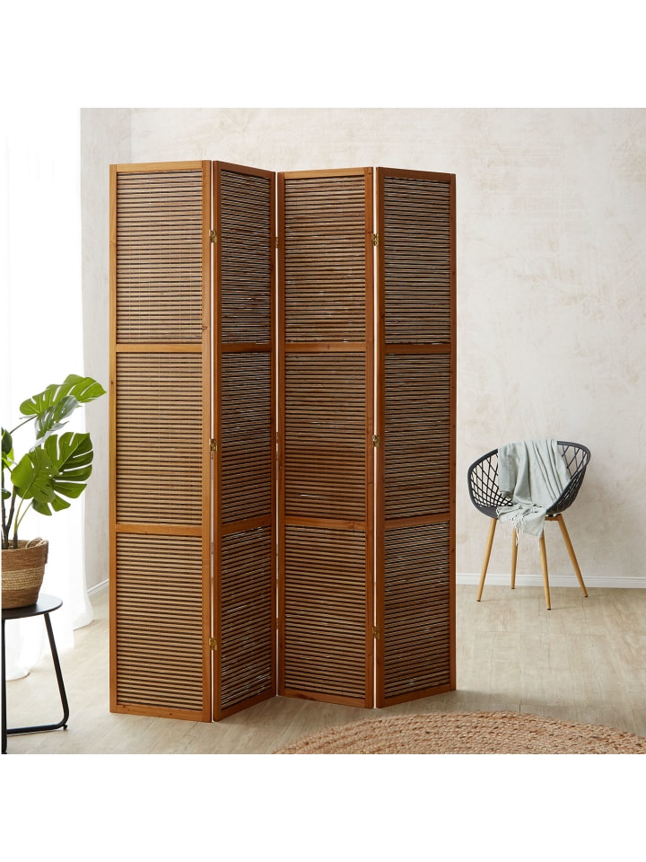 Homestyle4u Paravent 4-tlg. Sondergröße 200x160 cm in Braun günstig kaufen onesize