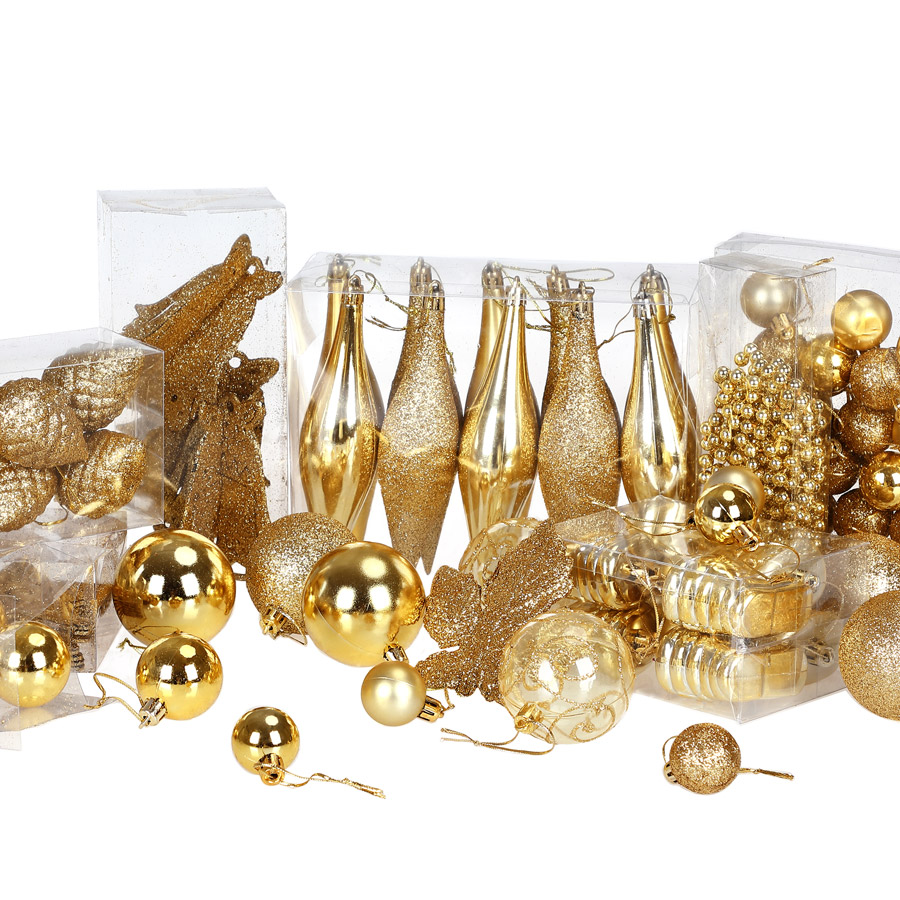 DEUBA Weihnachtsbaumkugeln Weihnachtsbaumschmuck 102 tlg 3/4/6cm gold