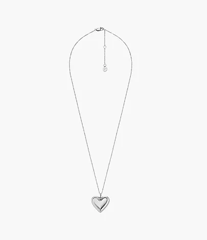 Fossil Kette Legacy Heart Anhänger drehbar Edelstahl
