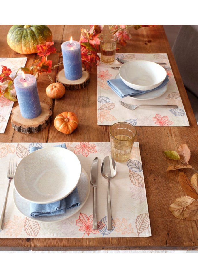 Tischsets mit Blätterdruck (4er Pack)