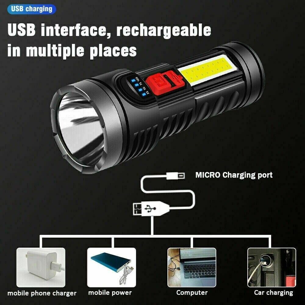 meeteu Taschenlampe Taschenlampe LED USB Wiederaufladbar Taktisches Fackel (mit Akku, 1-St., 2er-Pack)