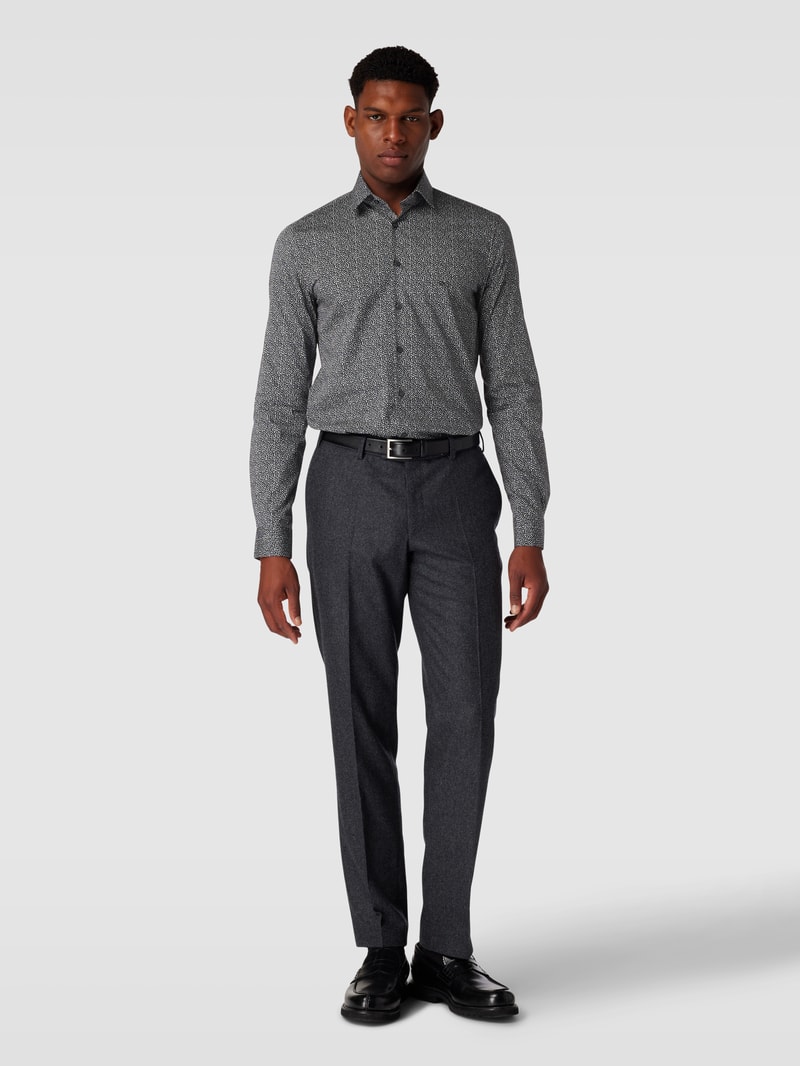 Business-Hemd mit Allover-Muster Modell 'Bari' in schwarz