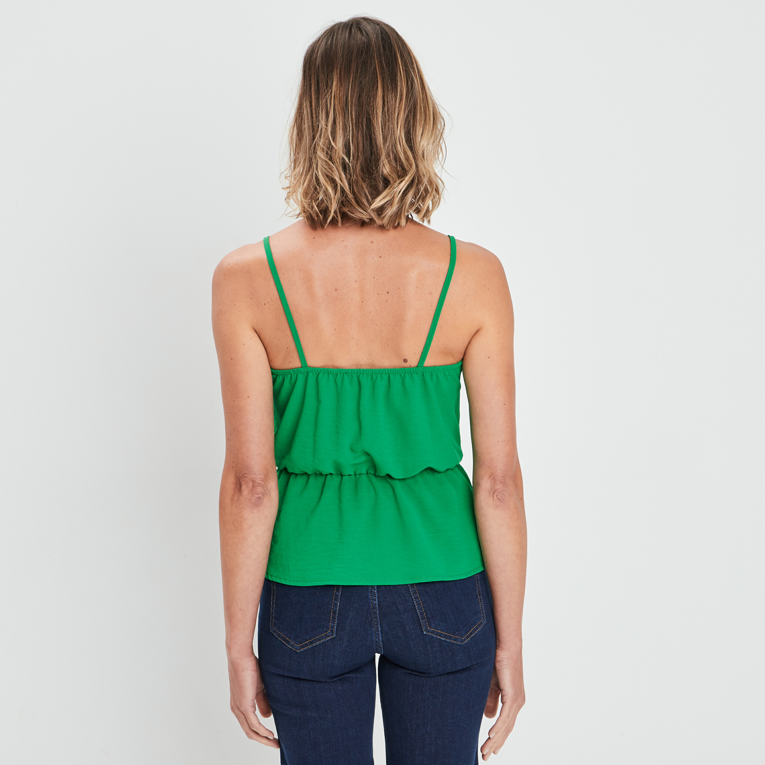 Blouse volantée bretelles fines vert femme | La Halle