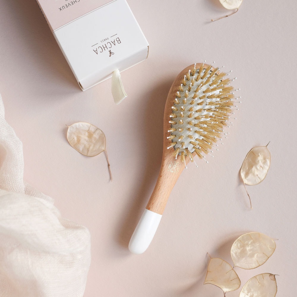 Bachca Brosse en bois démêlante et lissante pet it format Brosse à cheveux