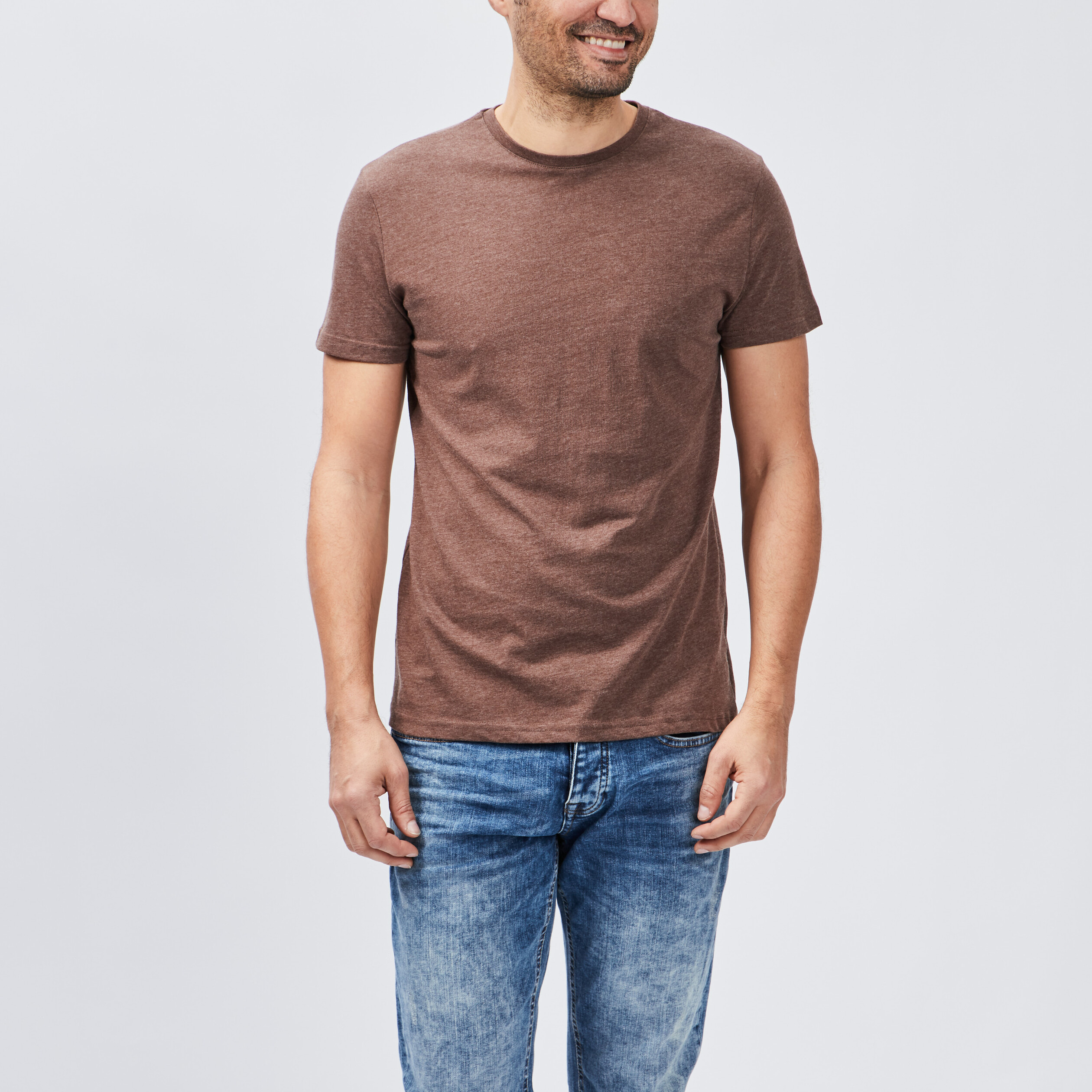 T-shirt droit manches courtes marron homme | La Halle