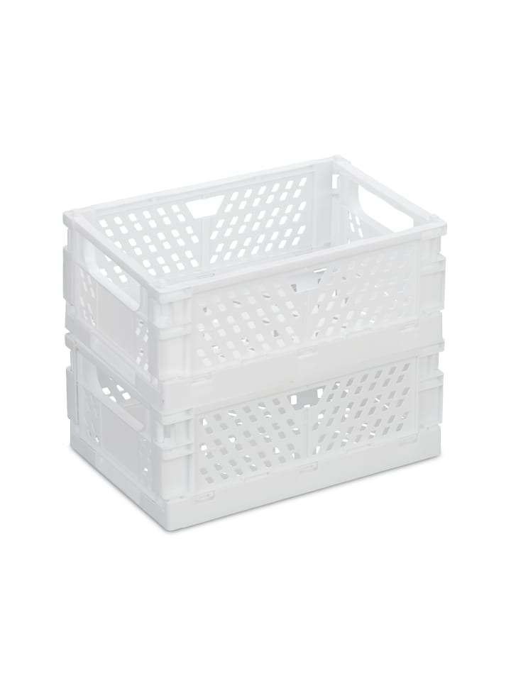 relaxdays 2 x Klappbox in Weiß - (B)25 x (H)10 x (T)16,5 cm günstig kaufen onesize
