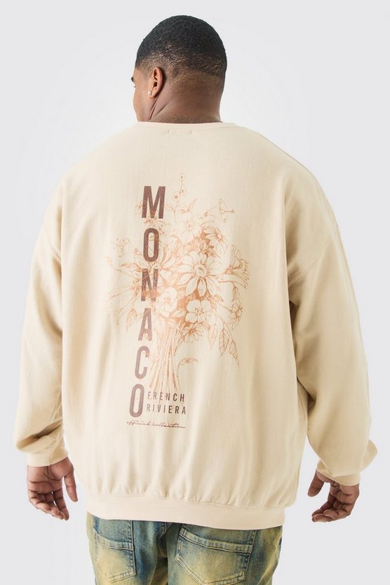 Plus Sweatshirt mit Monaco-Print