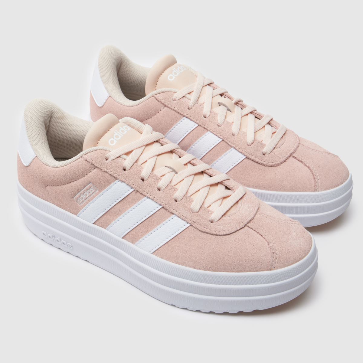 adidas vl court bold träningsskor i vitt och rosa