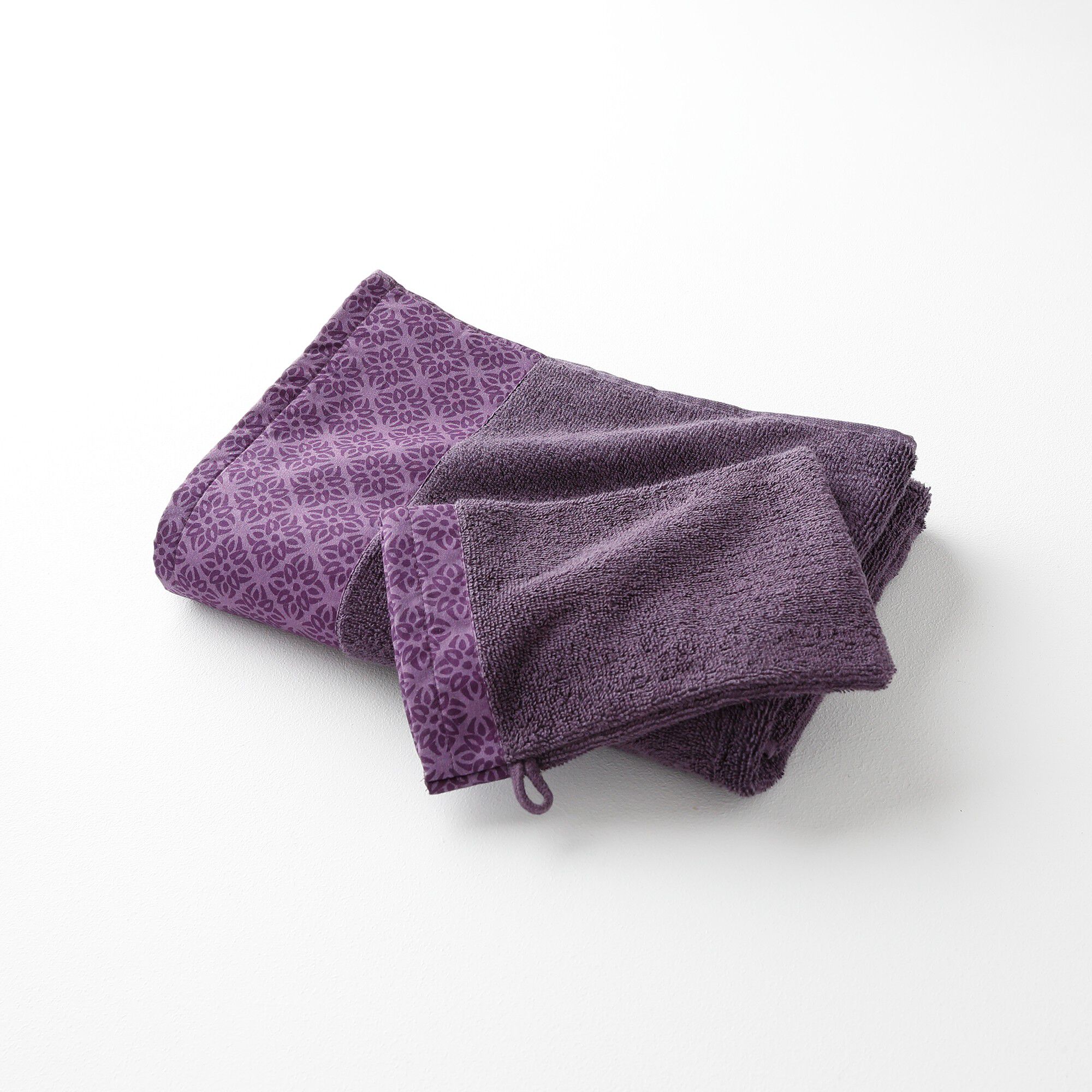 Éponge bouclette 420 g/m² liteau imprimé rosace