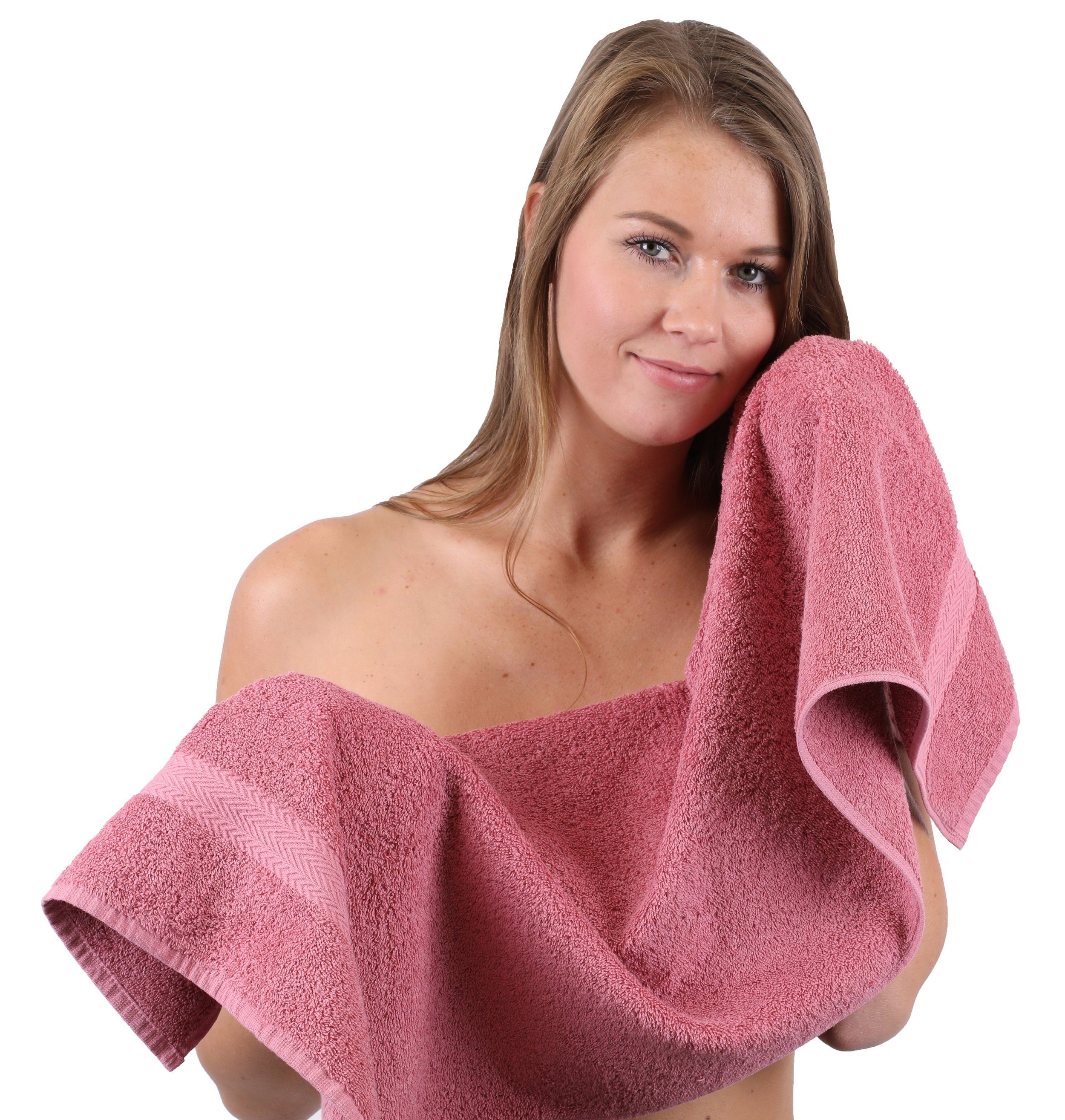 Betz Handtuch Set 10-TLG. Handtuch-Set Premium Farbe Silbergrau & Altrosa, 100% Baumwolle, (10-tlg)
