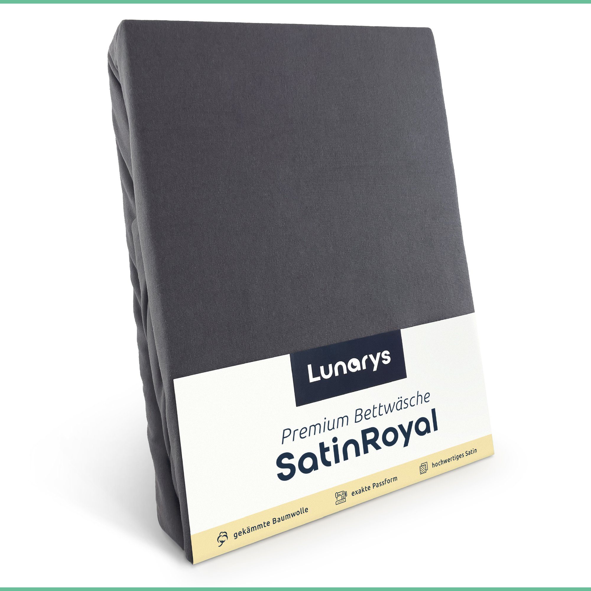 Bettwäsche SatinRoyal, Lunarys, Luxus Satin Bettwäsche - 160 g/m² - Anthrazit - 135x200 cm - 2-teilig