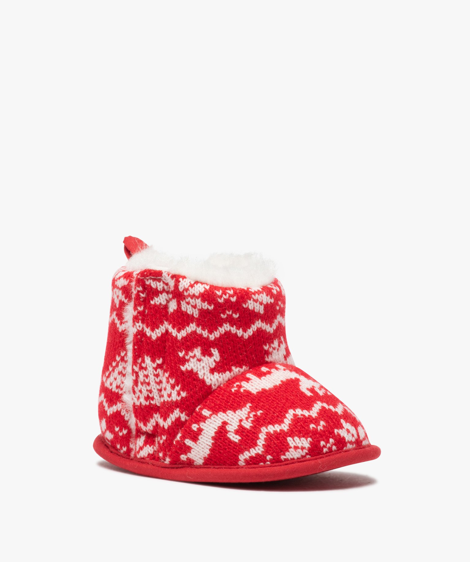 Chaussons de naissance bébé boots de Nol rouge | GEMO