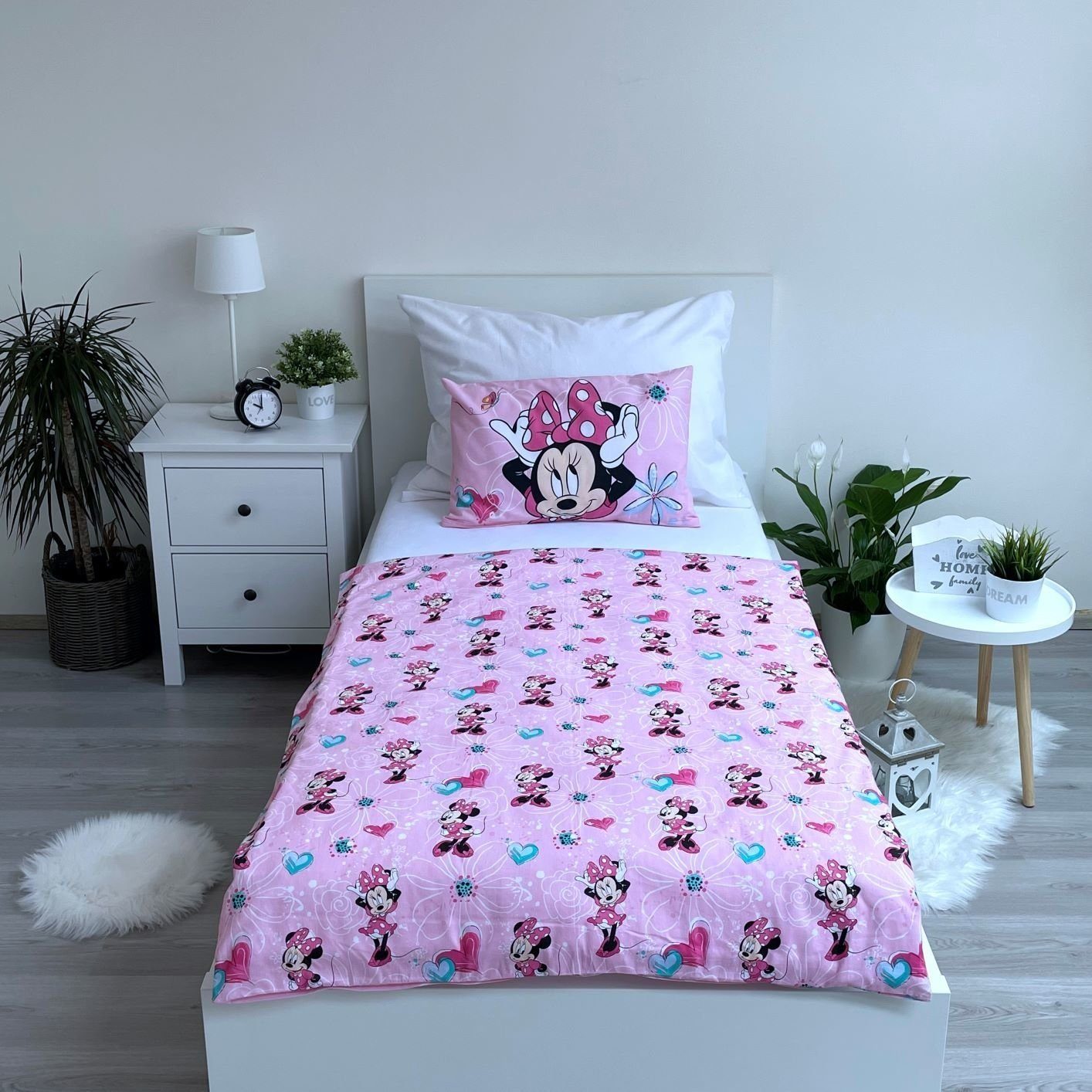 Babybettwäsche Wendebettwäsche Minnie Mouse 2tlg. Baumwolle 100x135 cm + 40x60 cm, , Baumwolle, 2 teilig