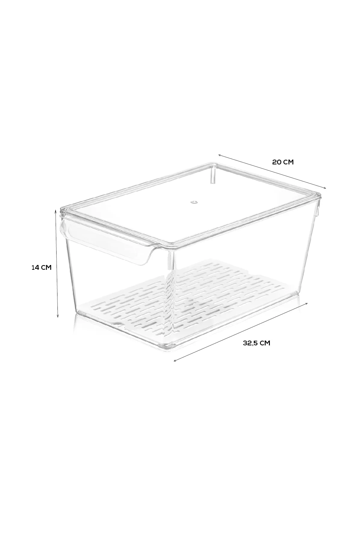 Meleni Home  Kühlschrank-Organizer mit Abdeckung und Sieb im Kühlschrank-Organizer, 14 x 32,5 x 20 cm