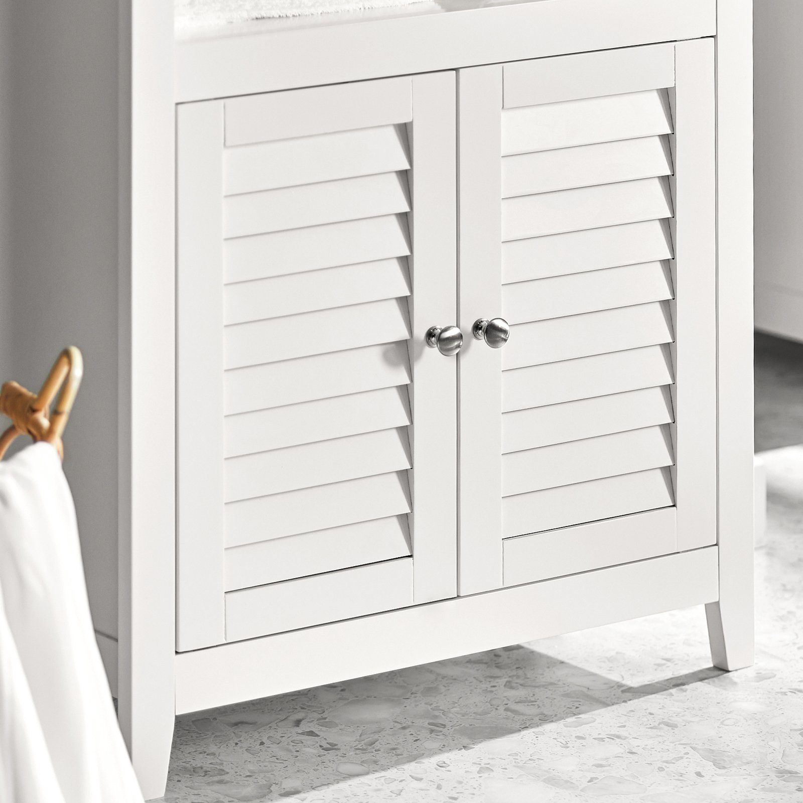 SoBuy Badkommode BZR13, Badschrank mit Zwei Ablagen und Türen Kommode fürs Bad Sideboard
