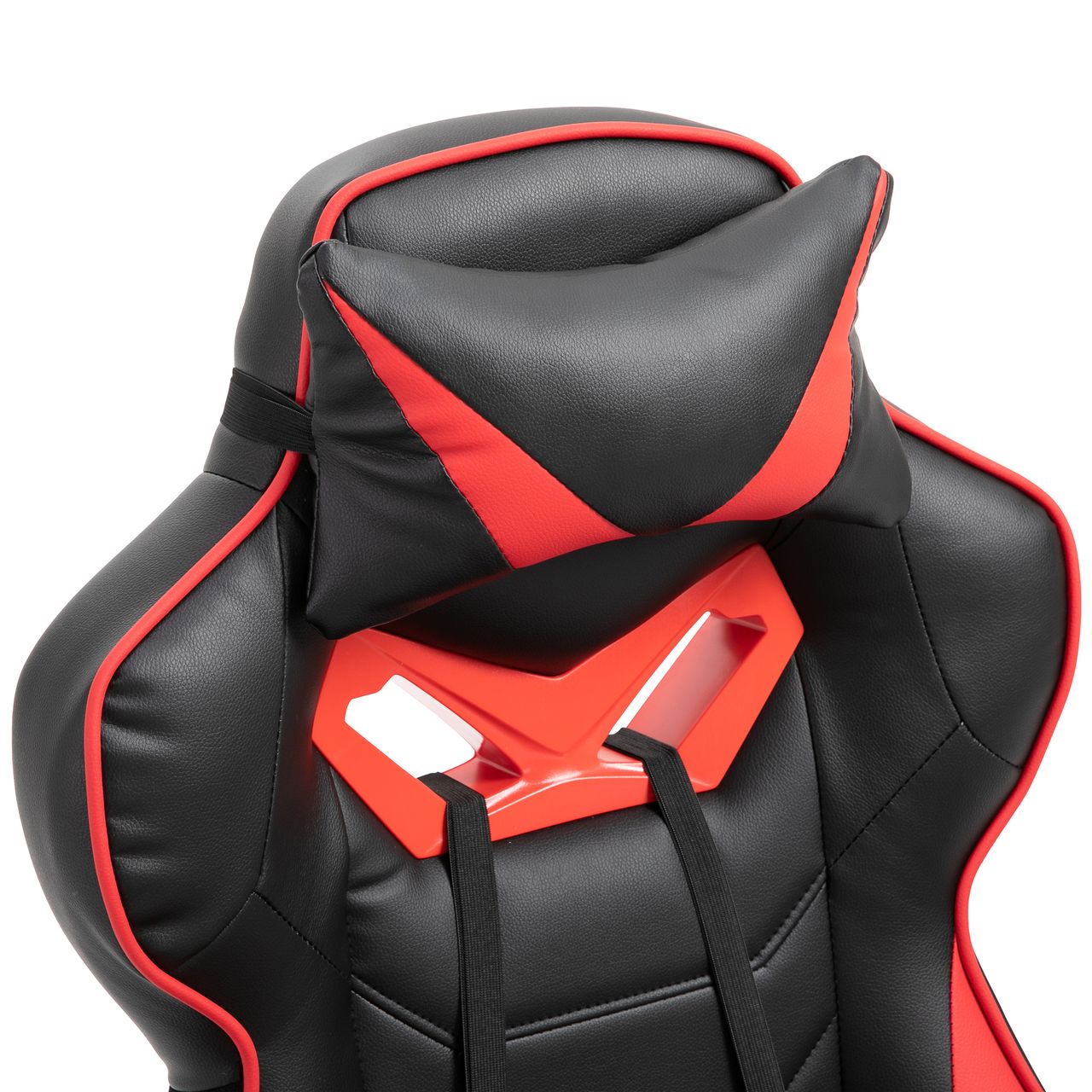 Vinsetto Ergonomischer Bürostuhl, Gaming Stuhl, Drehstuhl mit einziehbare Fußstütze und verstellbarer Rücken Schaumstoff PU-Leder Metall, Schwarz Rot, 65 x 70 x 118,5-128,5 cm