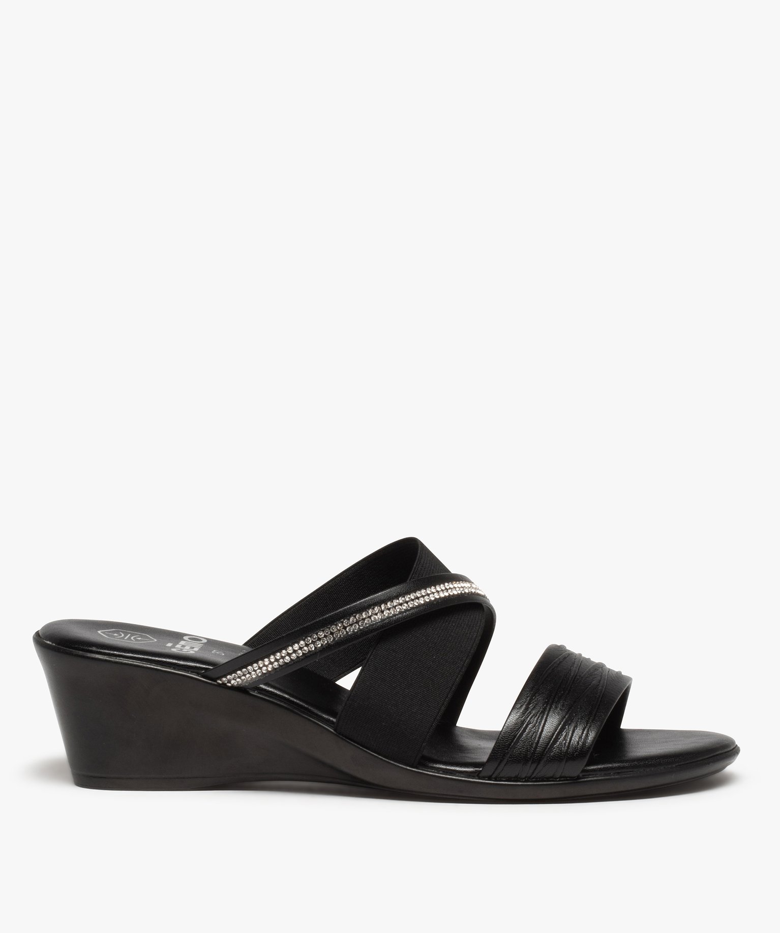 Sandale femme confort multi-brides forme mule noir | GEMO