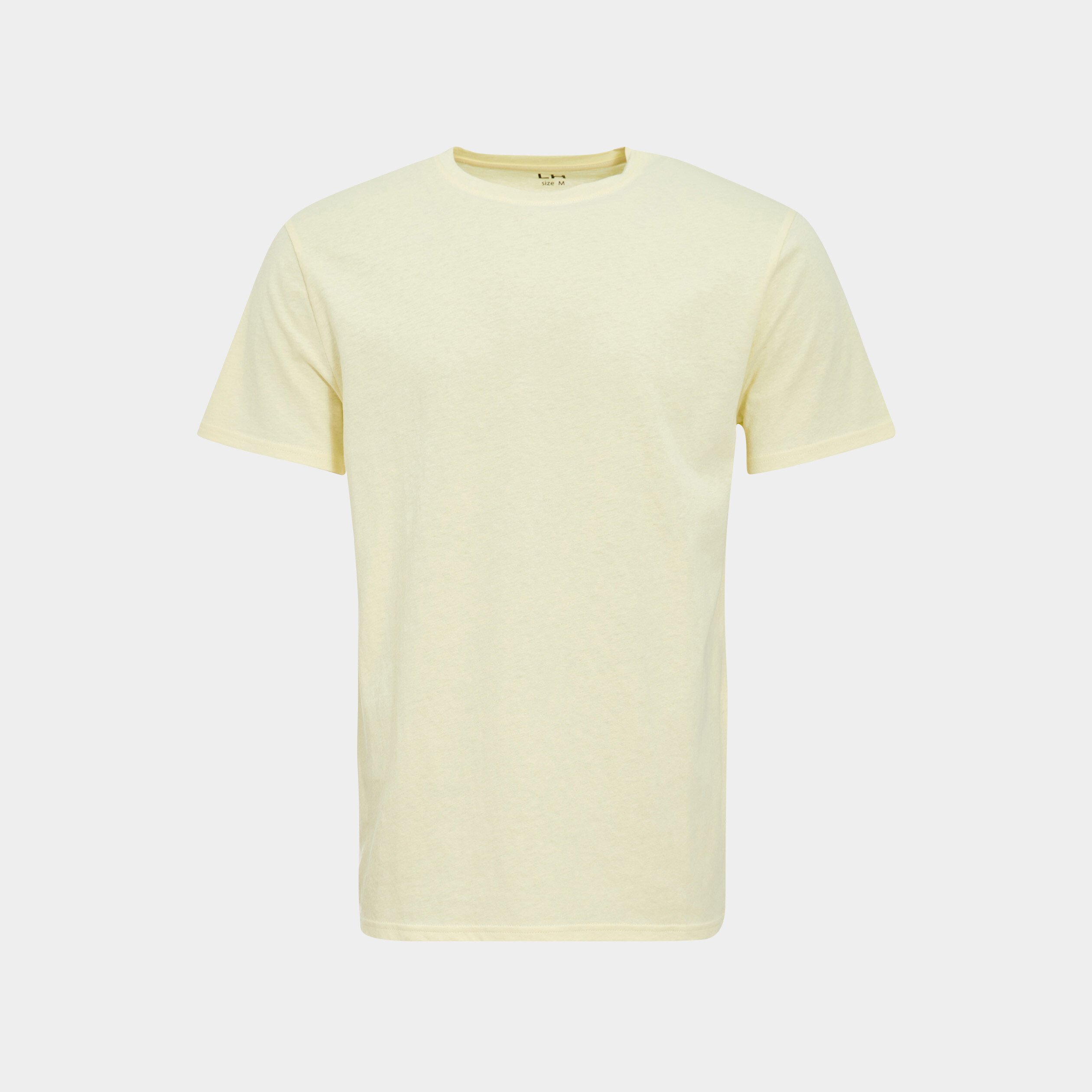 T-shirt manches courtes en mélange lin jaune clair homme | La Halle