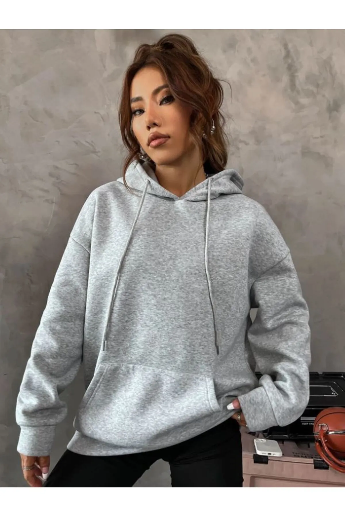 Know  Graues „Good Vibes 1997“-Kapuzenpullover mit Print für Damen