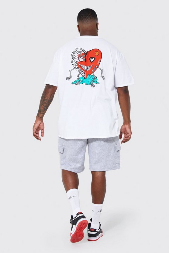 Plus mittellange Jersey Cargo-Shorts