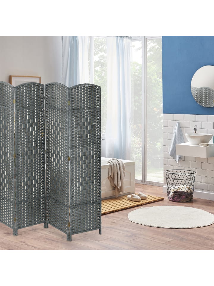 relaxdays Paravent in Grau - (B)241 x (H)170 cm günstig kaufen onesize