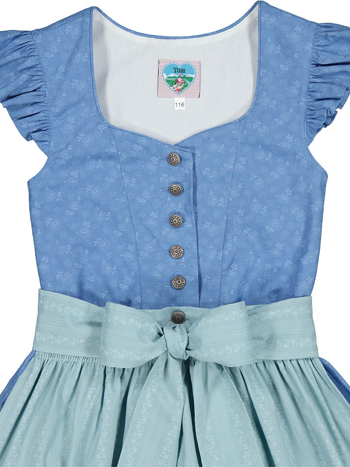 Turi Landhaus Dirndl in Blau/ Mint günstig kaufen