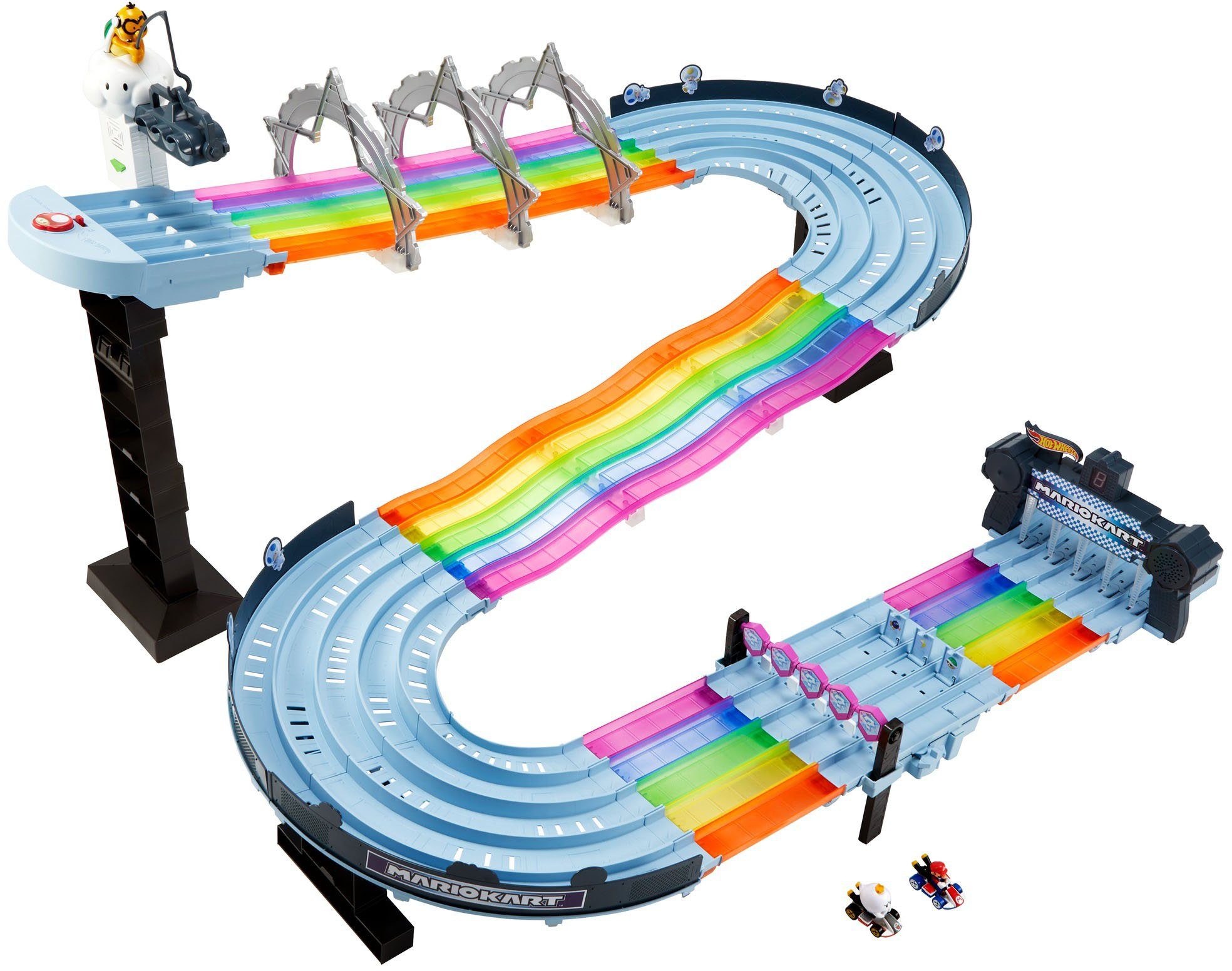 Hot Wheels Autorennbahn Mario Kart Regenbogen Rennstrecke, inkl. 2 Spielzeugautos