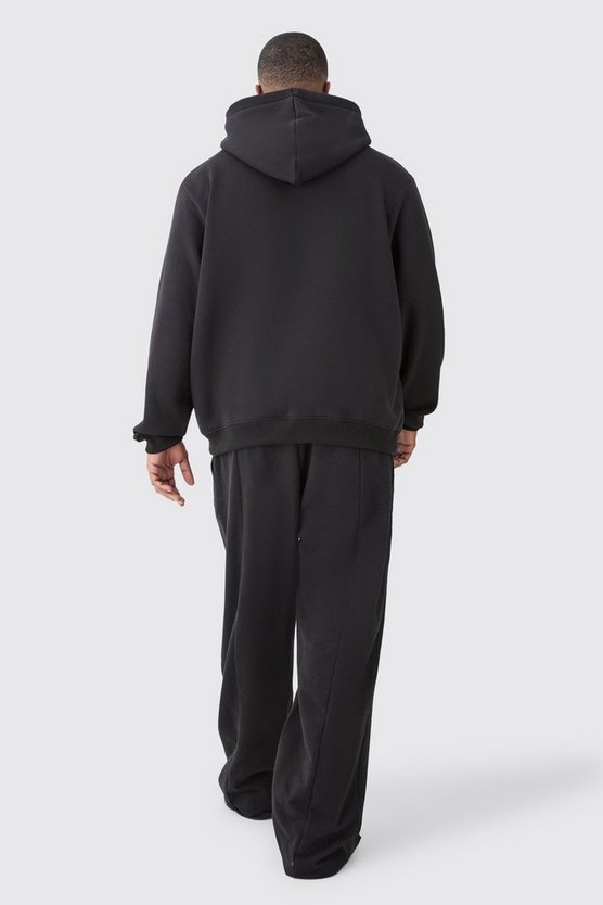 Plus schwarzer Basic Man Signature Hoodie mit Reißverschluss