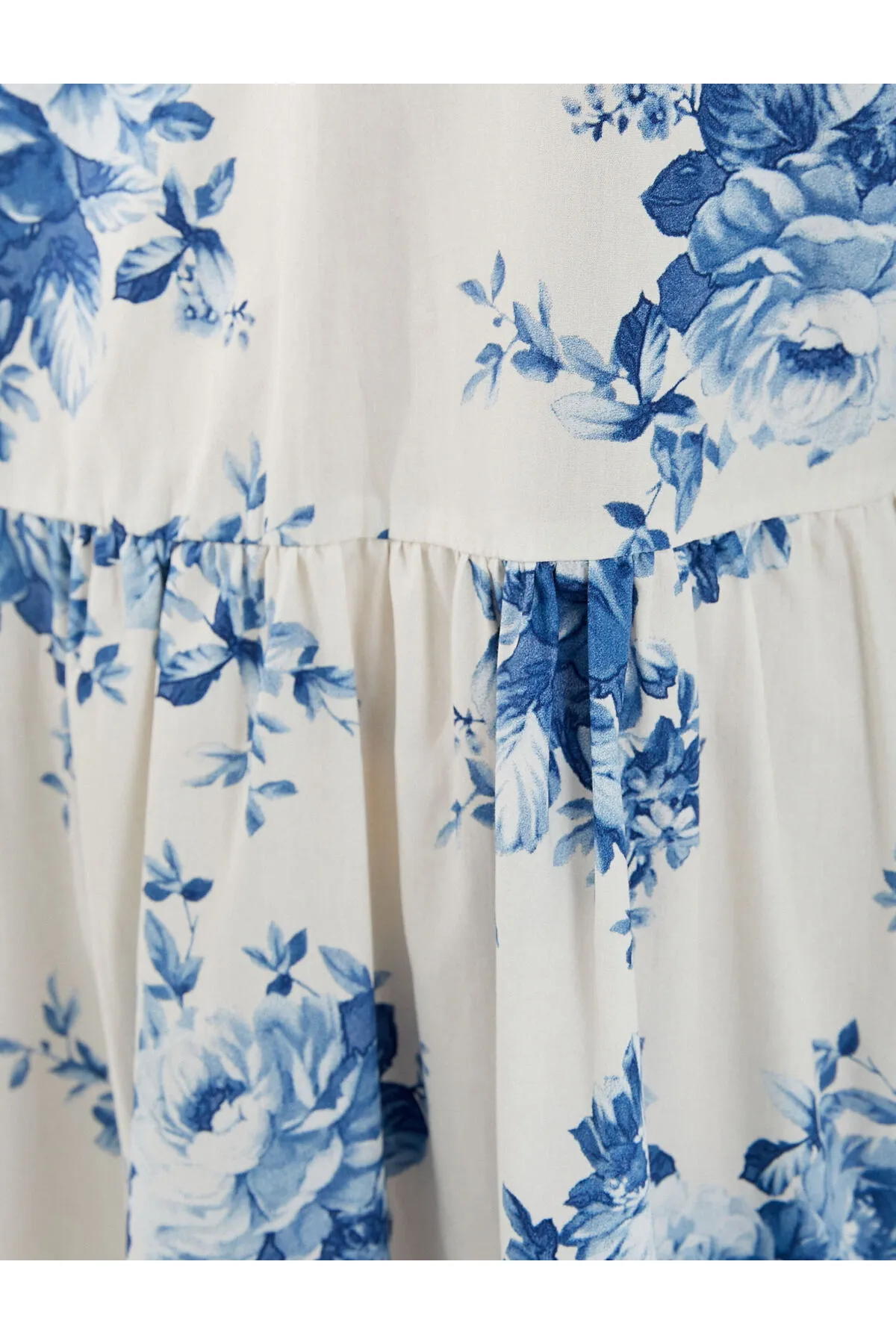 Koton  Midi-Blumenkleid, Ballonärmel, V-Ausschnitt