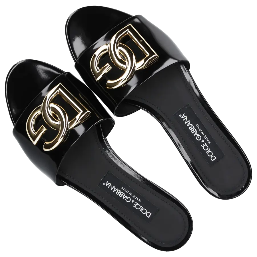 Dolce & Gabbana - Damenschuhe CIABATTA FLAT Lackleder - schwarz