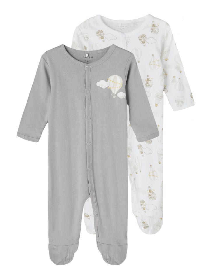 name it Baby Unisex 2er Pack Strampler Ballon in Grau günstig kaufen