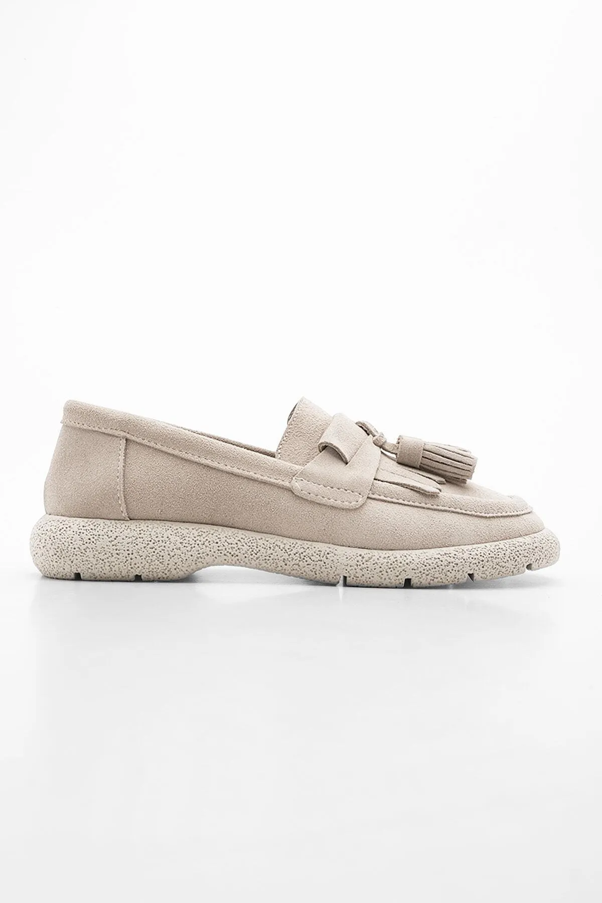 Marjin  Damen Echtleder Loafer Freizeitschuhe Suma Beige Wildleder