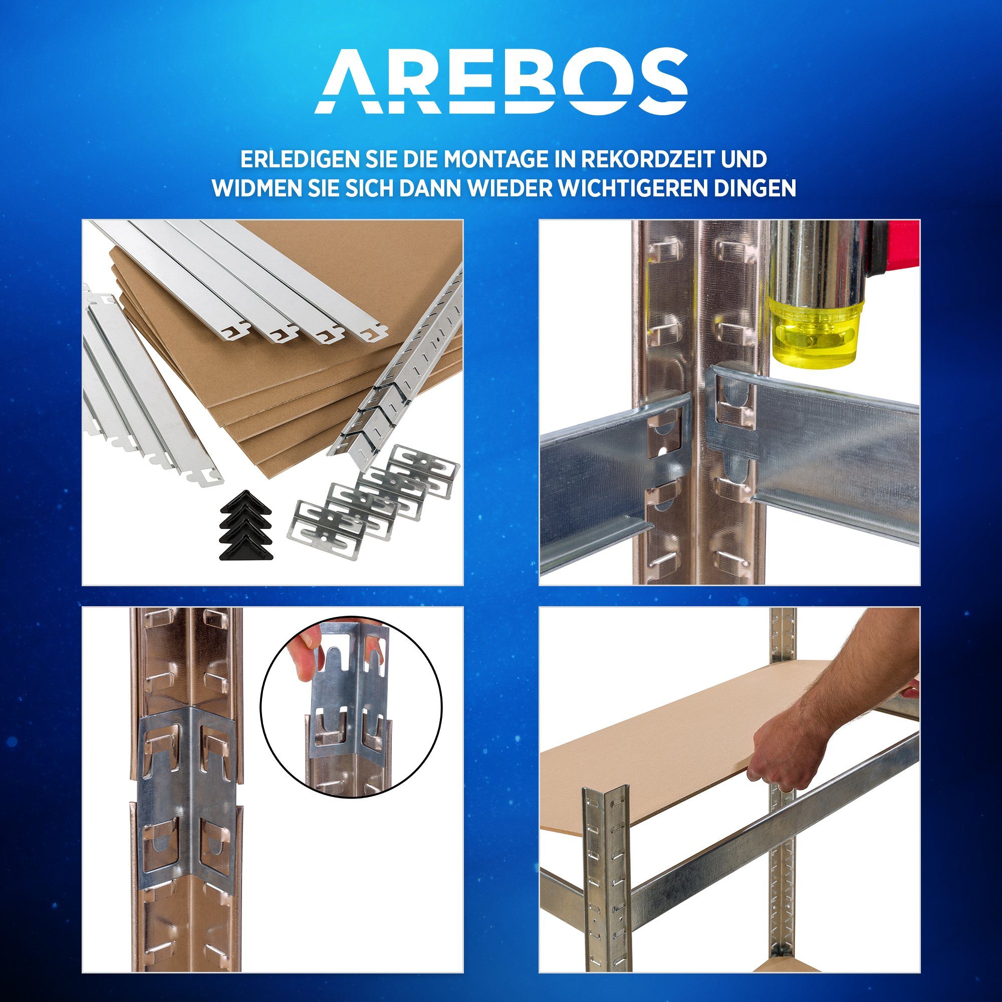Arebos Schwerlastregal Regal Steckregal Kelleregal 160 x 80 x 40 cm 320 kg