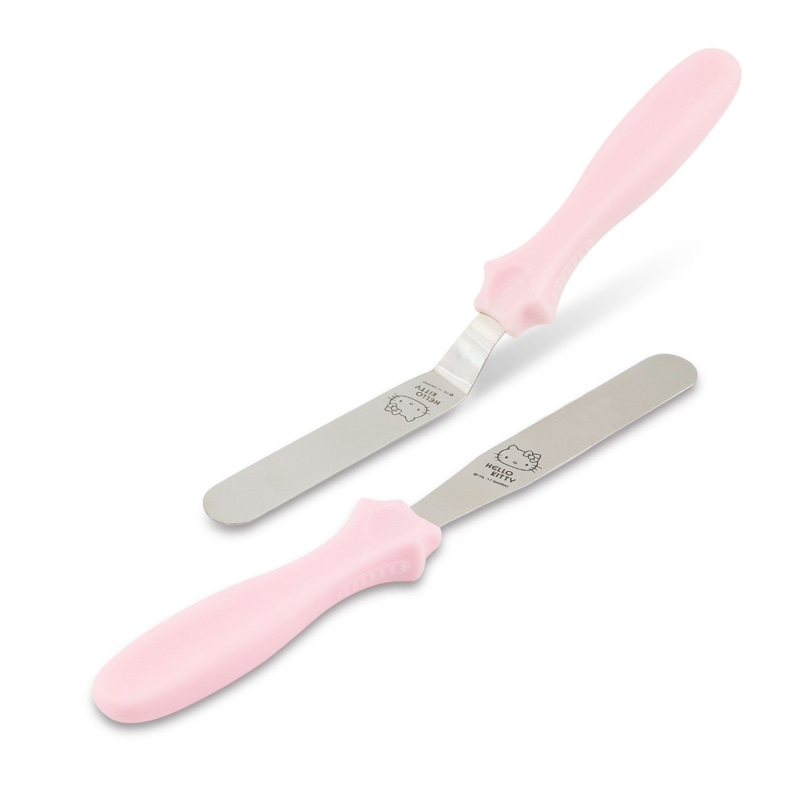 Chefmade Tortenmodellierer Hello Kitty Tortenmodelierer 2er Set Pink, (CHEFMADE, HELLO KITTY, Pink, 230x25mm, 2er Set Tortenmodelierer, Kuchenspachtel, Kuchenpalette, Edelstahl Spachtel für Torten und Kuchen, 2-tlg., Premium), Tortenspachtel mit Sili