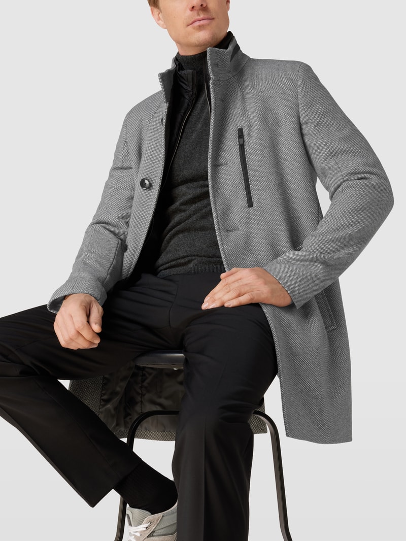 Mantel mit Stehkragen Modell 'Standup Collar' in hellgrau