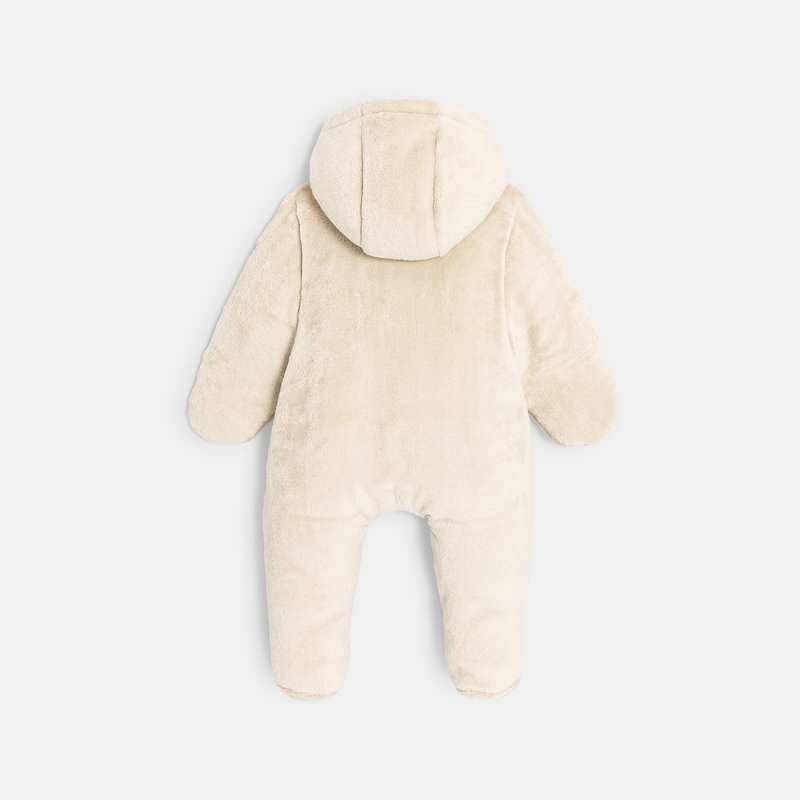 Combipilote en velours doublée jersey beige naissance