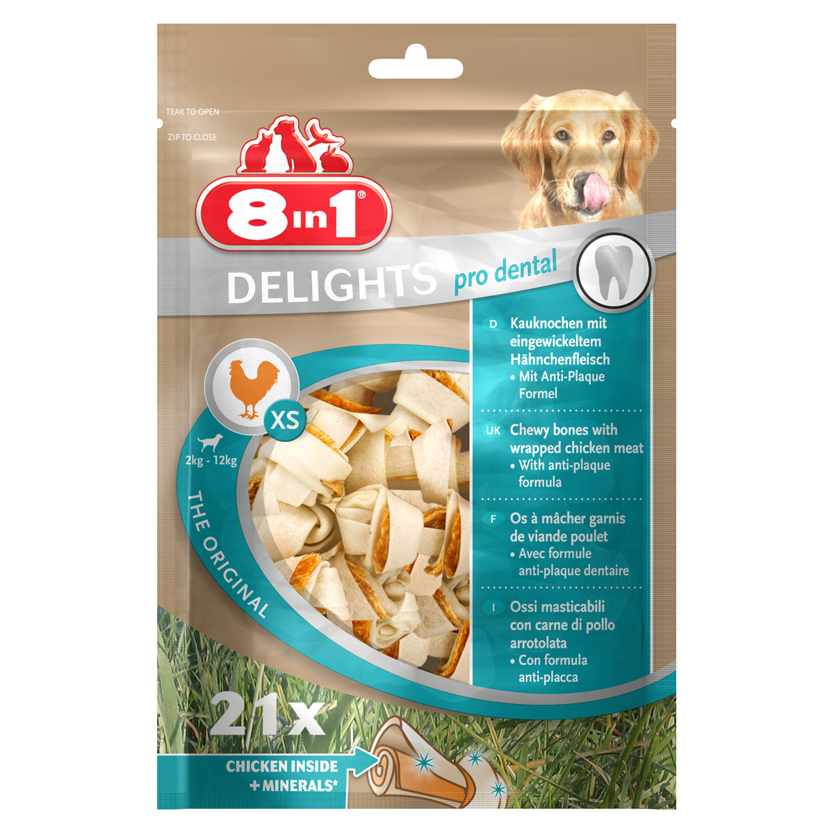 8in1 Delights pro dental Kauknochen XS 21 Stück bei ZooRoyal