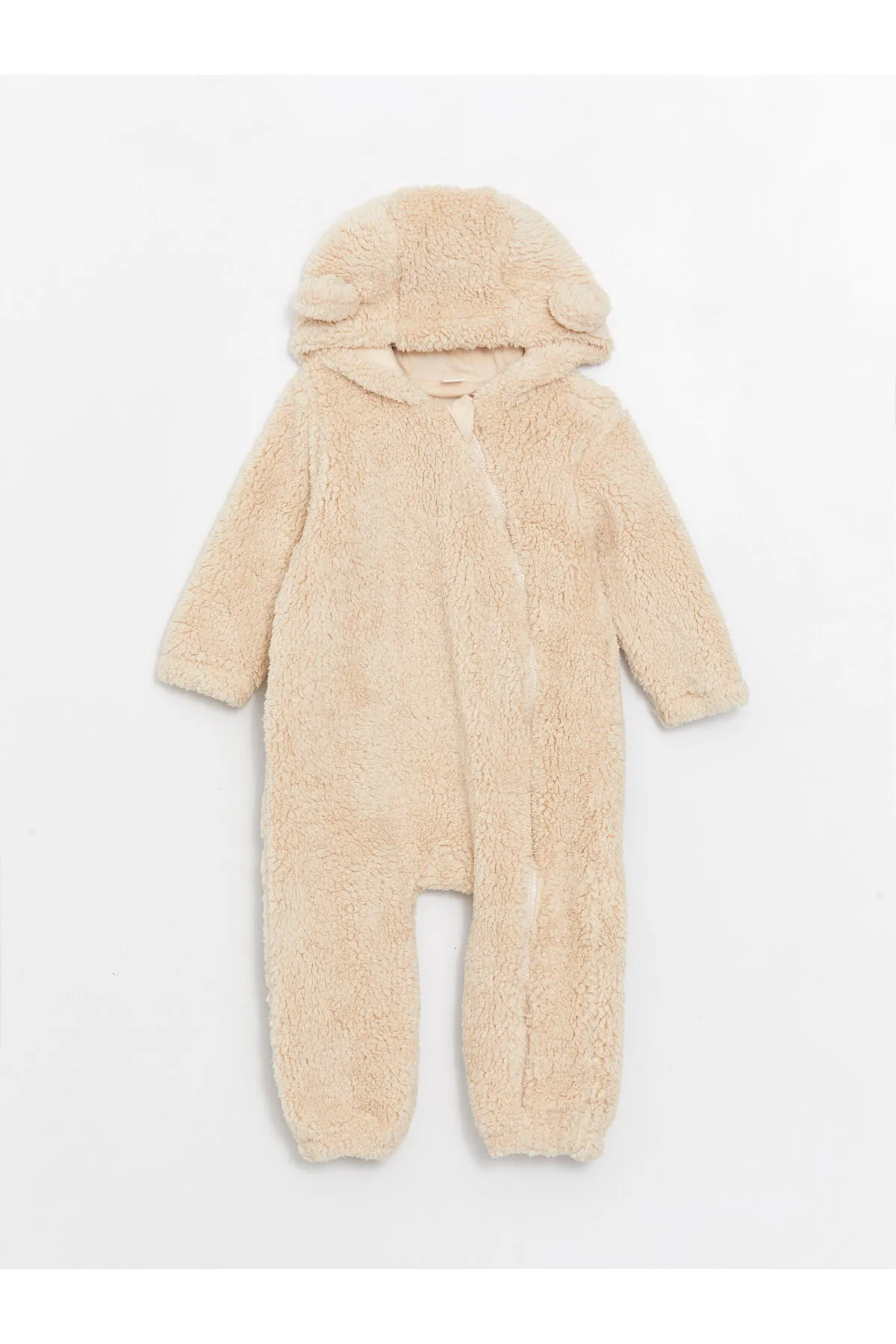 LC Waikiki  Langärmliger Baby-Overall aus Plüsch mit Kapuze und Kapuze