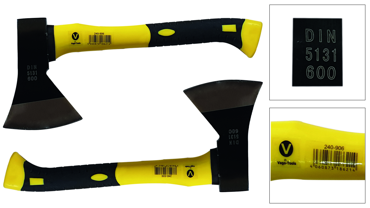 Vago-Tools Axt Beil Spaltaxt Holzaxt 600 1000 1250 g Fiberglasstiel 3 tlg Set