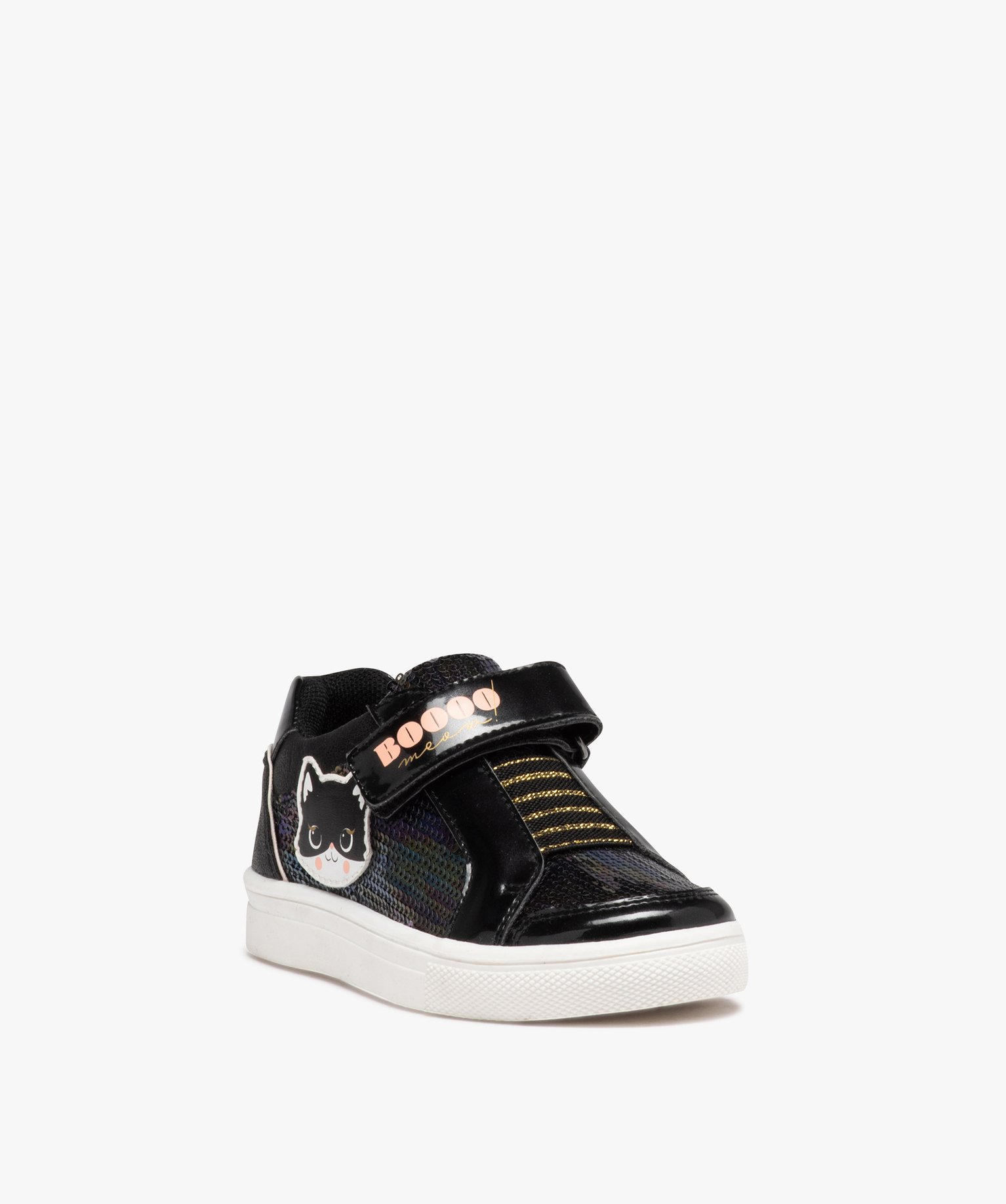 Baskets fille à strass sans lacets noir | GEMO