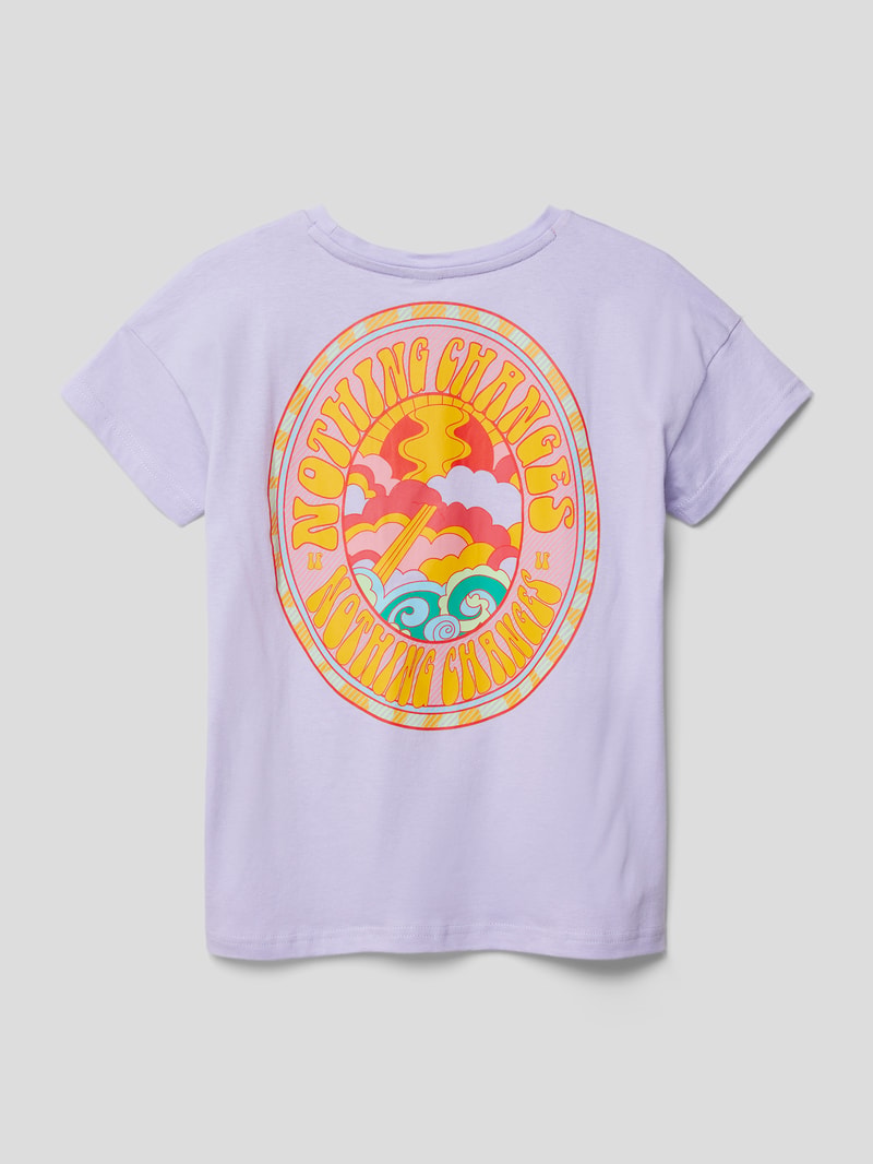 T-Shirt mit Statement-Print Modell 'Fajah' in flieder